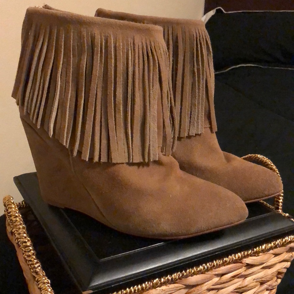 Suede Fringe Wedges